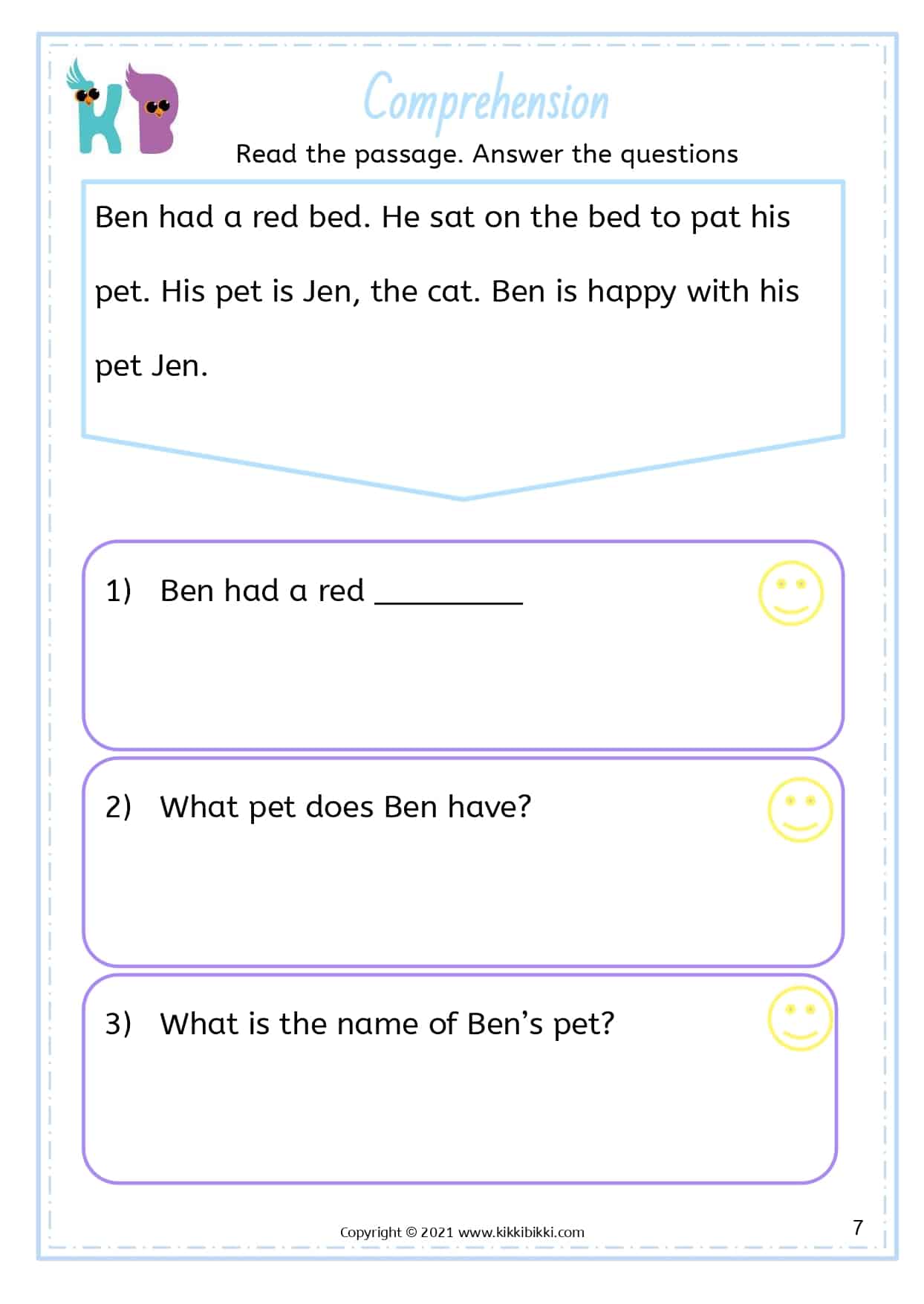 CVC Reading Comprehension Worksheets - Free Phonics Printable