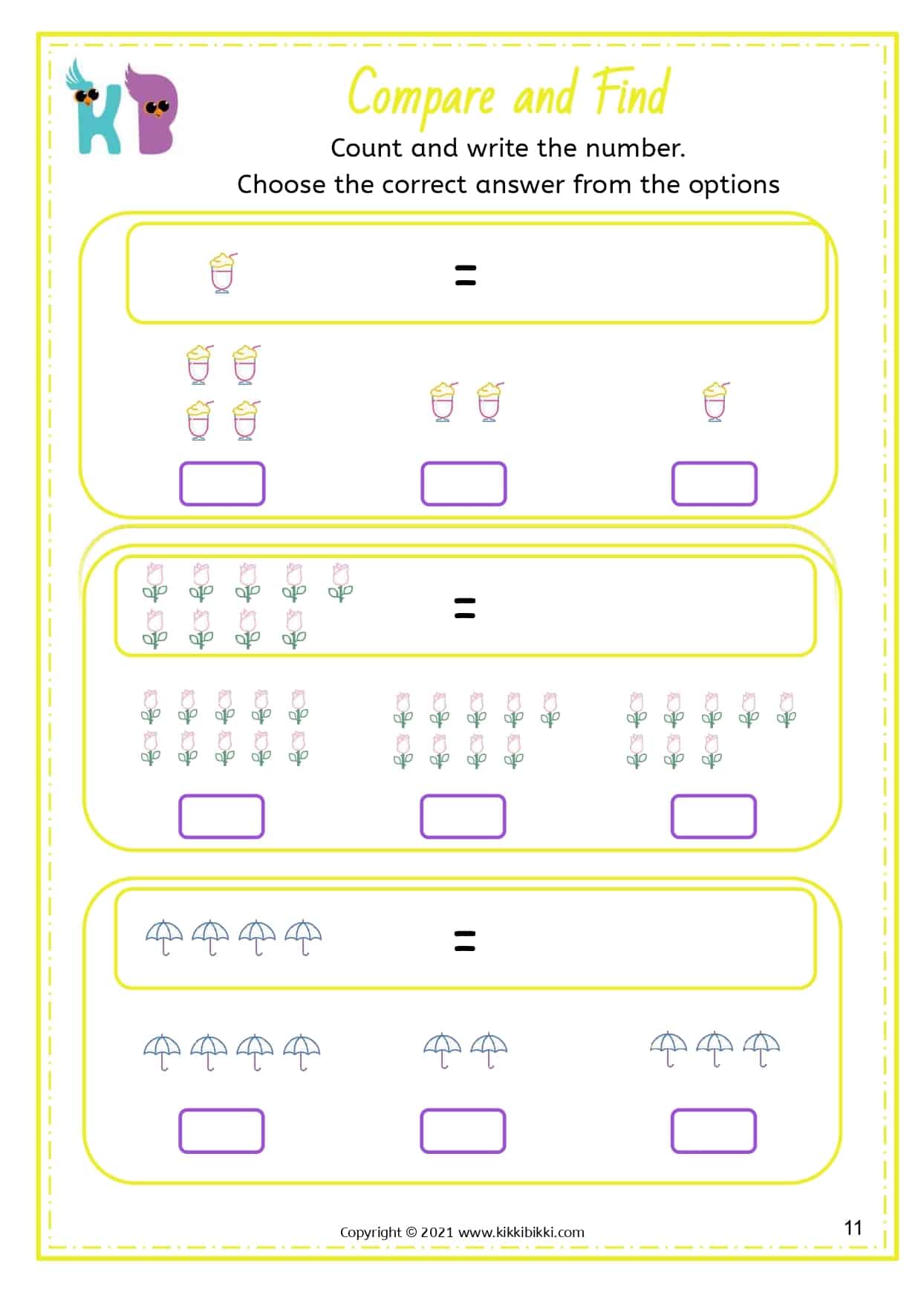 15+ FREE Equal or Not Equal WORKSHEETS - KikkiBikki