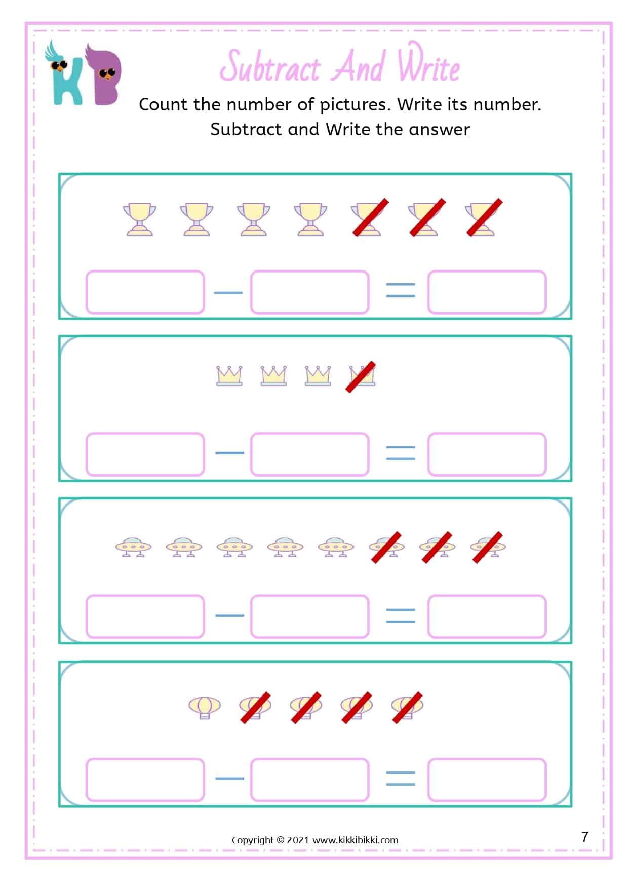 25+ SUBTRACTION Worksheets for Kindergarteners - KikkiBikki