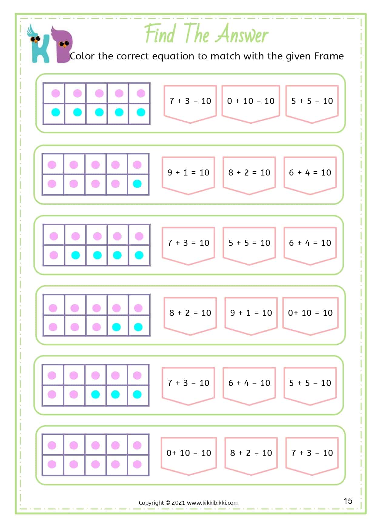 Balancing Equations Worksheet - KikkiBikki - Kindergartener Math