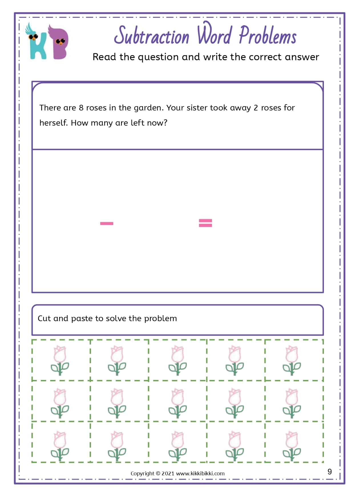 15+ Free Math Word Problem Subtraction Worksheets - KikkiBikki