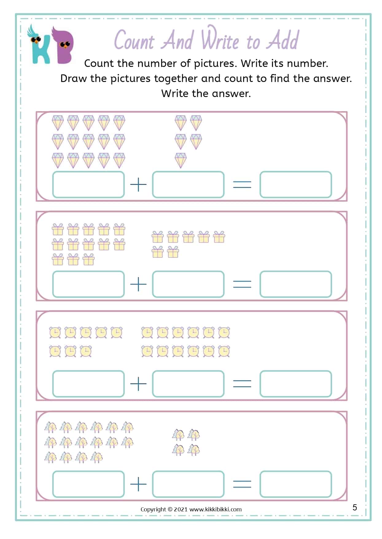 Free Math Printable - ADDITION WORKSHEETS