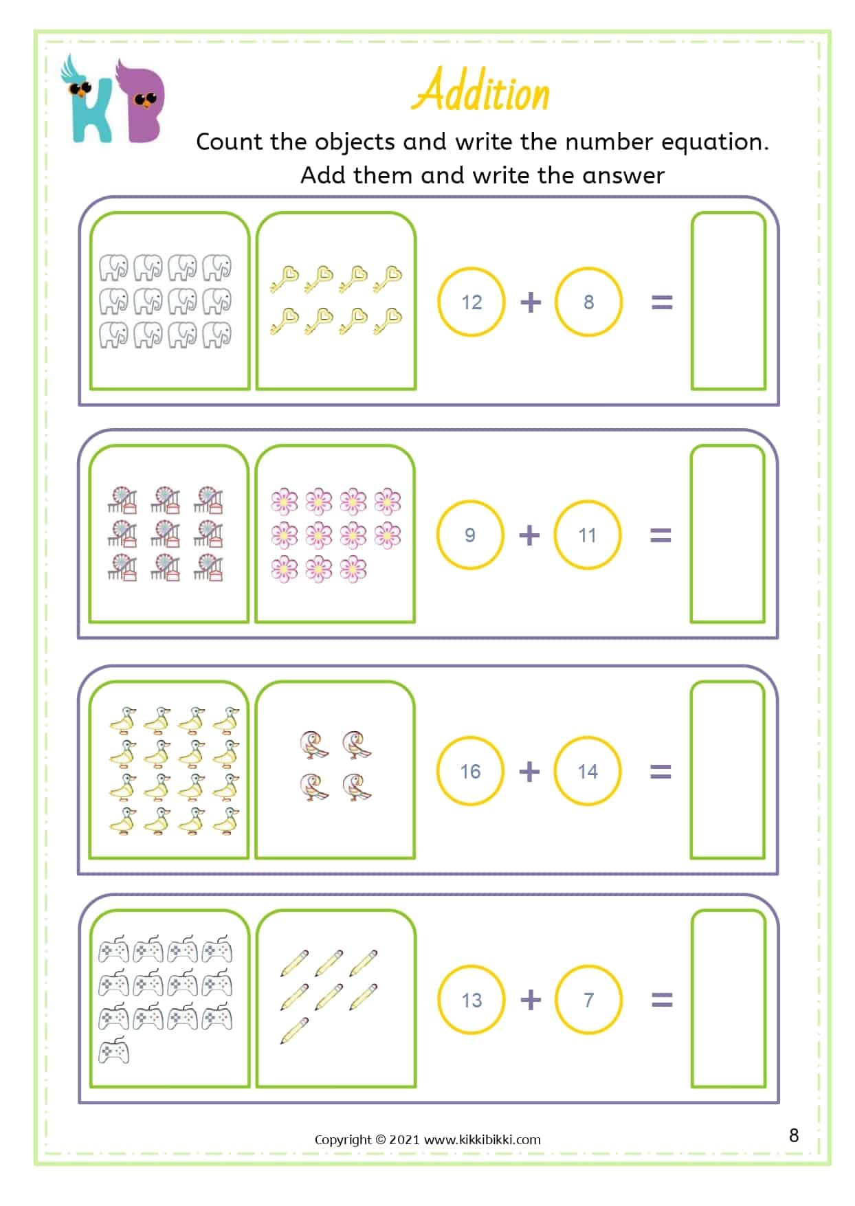 Free Math Printable - Addition Worksheets