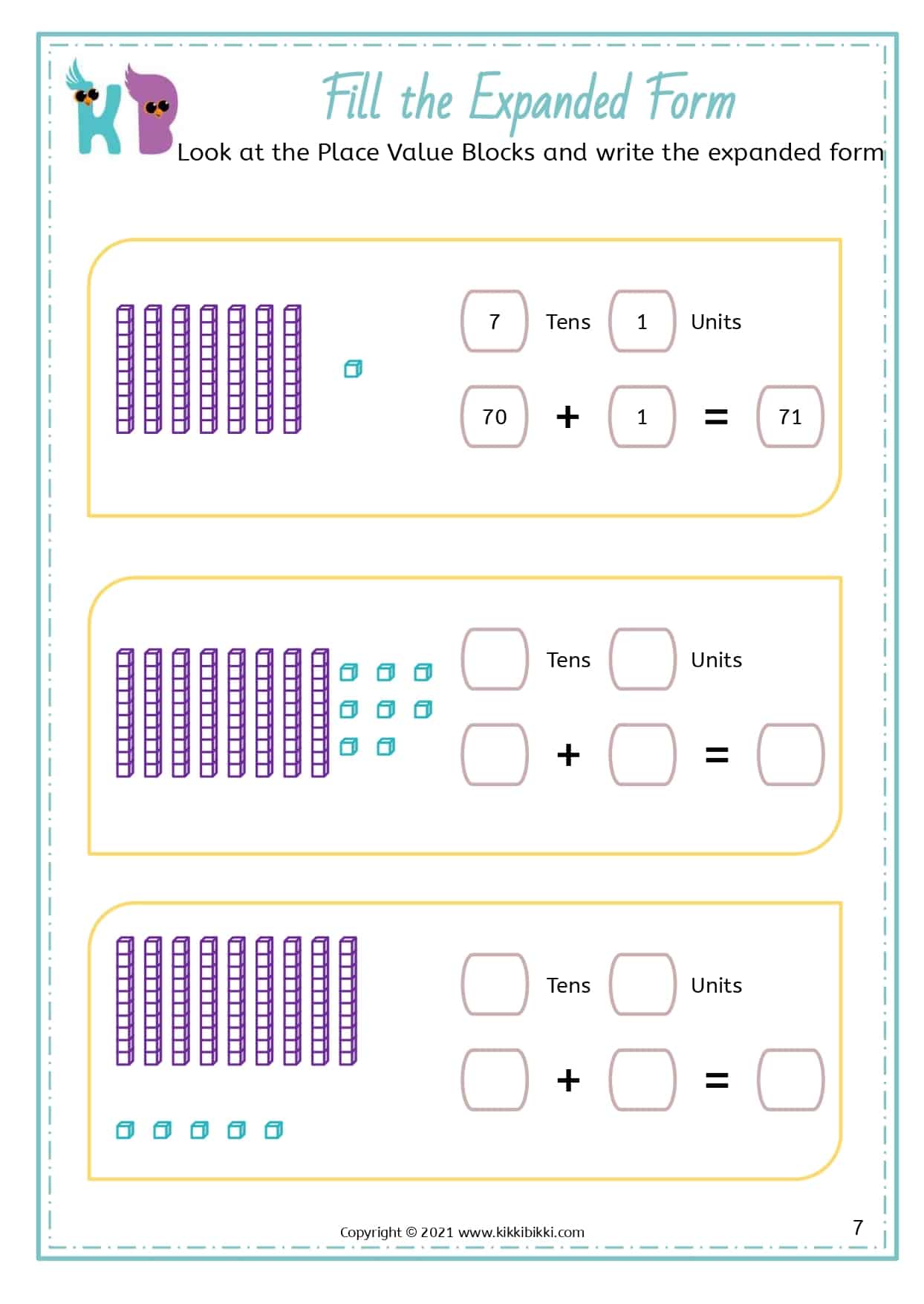 EXPANDED FORM KikkiBikki Free Math Printable Worksheets