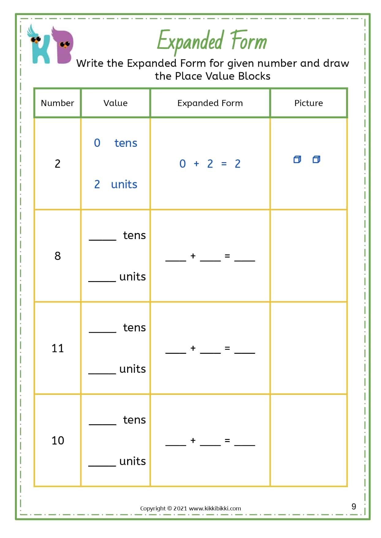 EXPANDED FORM - KikkiBikki - Free Math Printable Worksheets