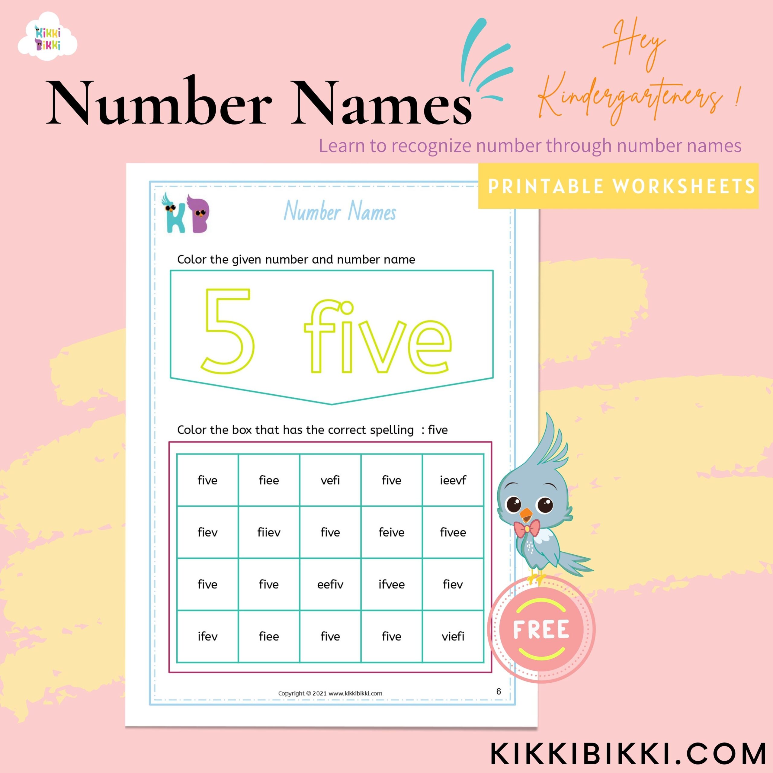 Number Names Free Math Worksheets KikkiBikki