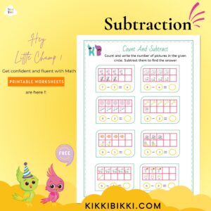Subtraction up to 10 Worksheets