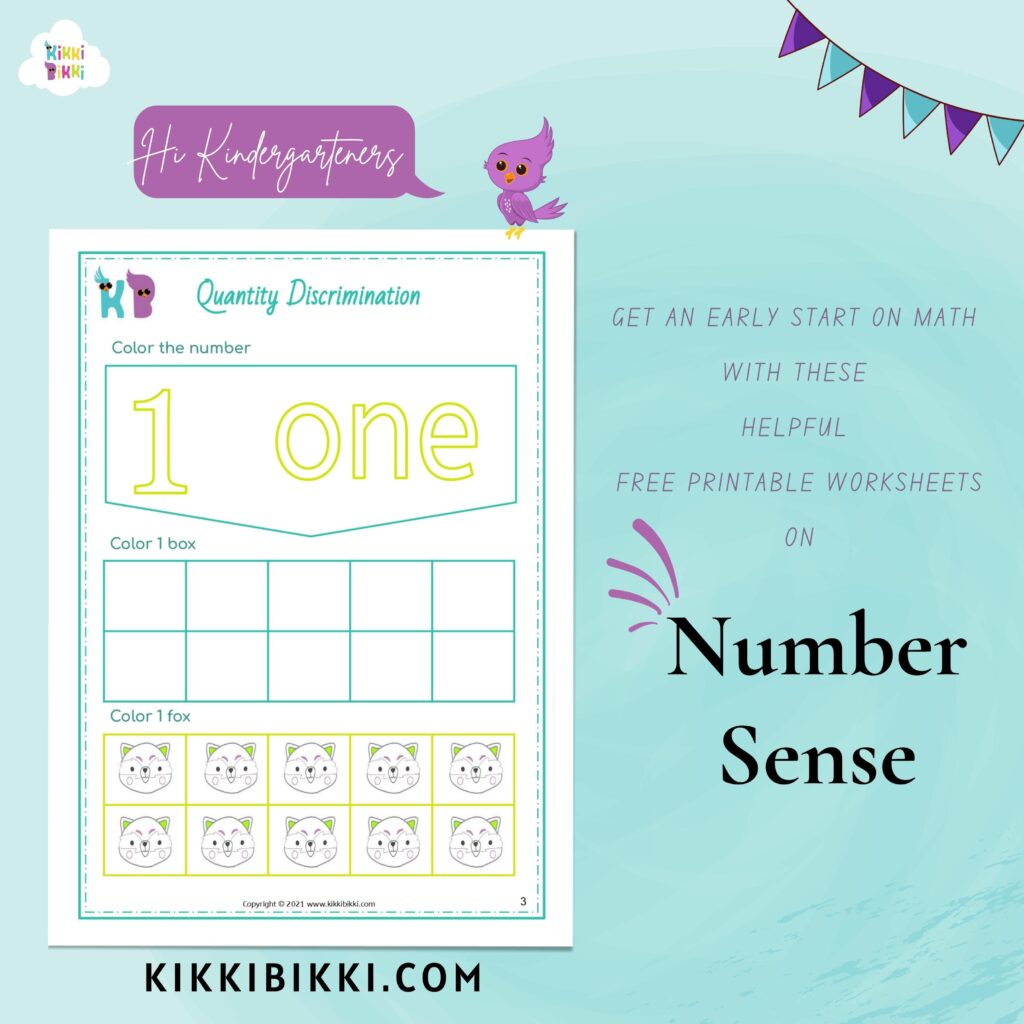 Number Sense Math worksheet for preschoolers
