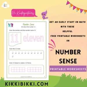 Number Sense Math worksheet for preschoolers