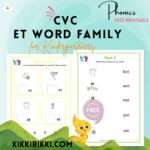 CVC ET word family - kindergarten worksheets