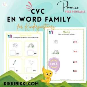 CVC EN word family - kindergarten worksheets