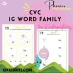 CVC IG word family - kindergarten worksheets