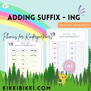 Adding Suffix - ing-- kindergarten worksheets