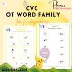 CVC OT word family - kindergarten worksheets