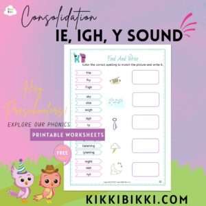 Consolidation ie, igh, y Sound- kindergarten worksheets