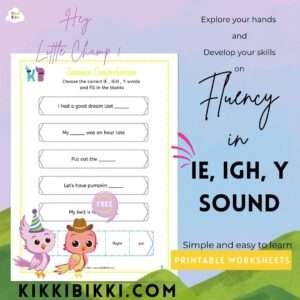 Fluency in ie, igh, y Sound- kindergarten worksheets