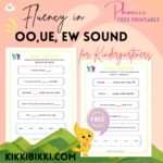 fluency in oo ue ew- kindergarten worksheets