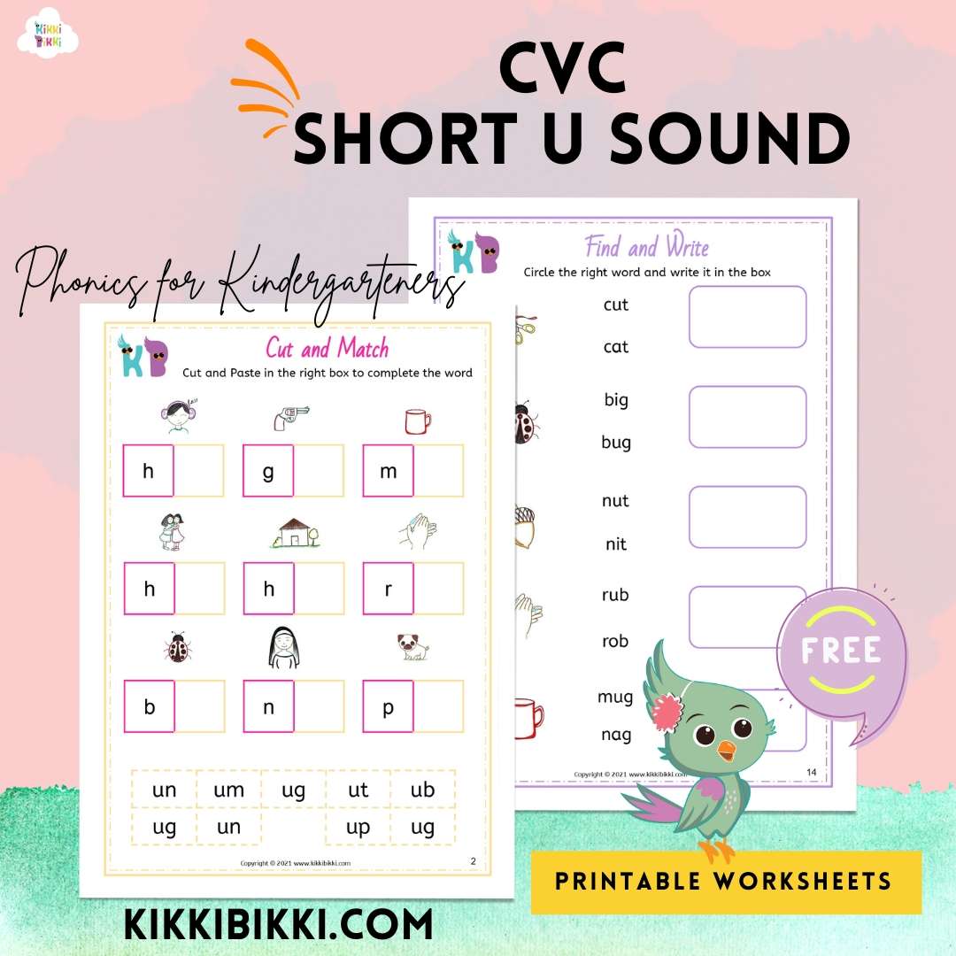 CVC Short U Words Worksheets - Free Phonics Printable