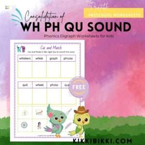 Consolidation of WH PH QU sound - kindergarten worksheets