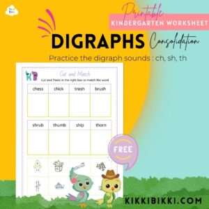 Consolidation of Diagraphs SH TH CH- kindergarten worksheets