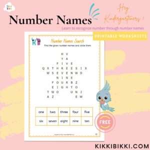 Word Search Math worksheet for preschoolers