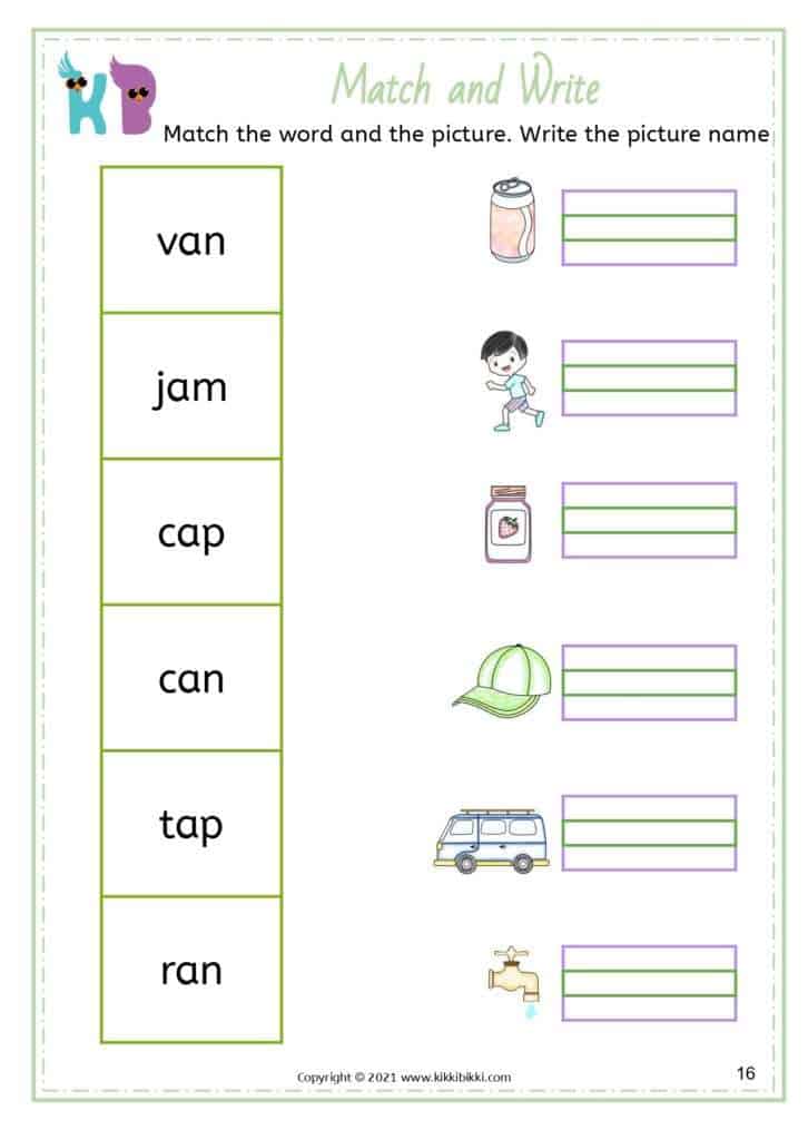 Fun CVC -a Spelling Worksheets