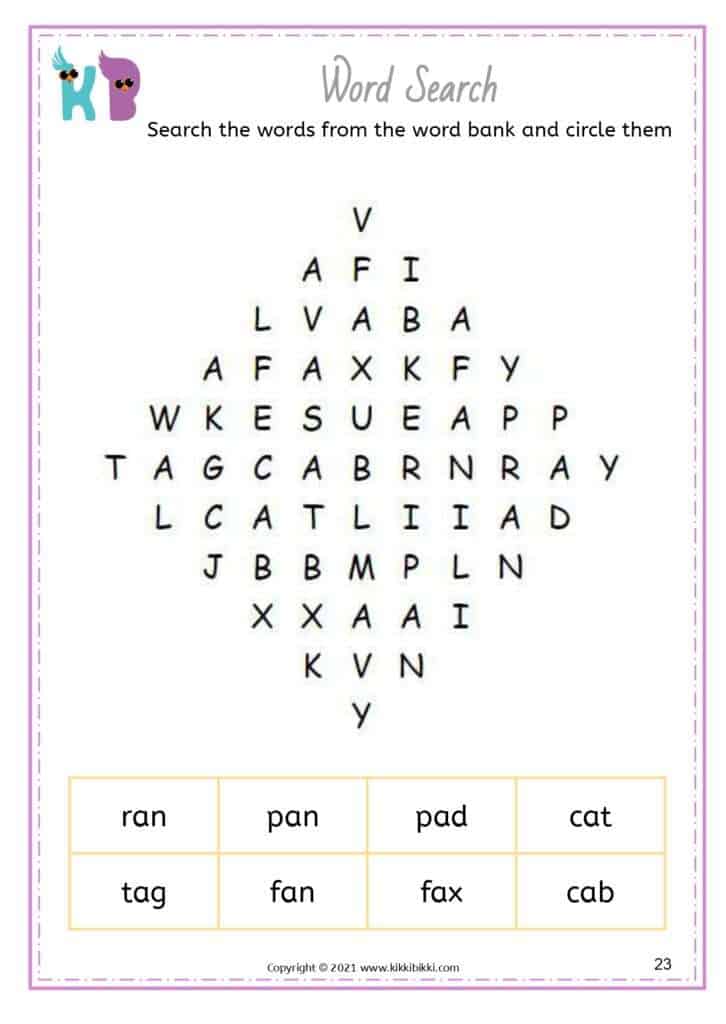 CVC -a Matching Memory Game Worksheets