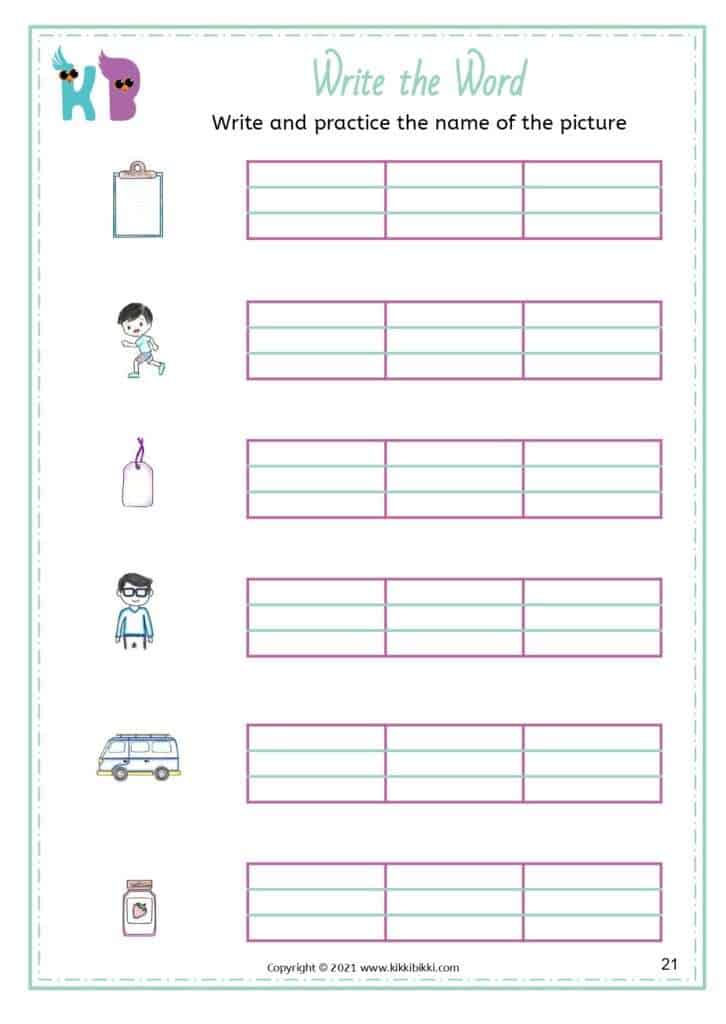 CVC Short A Spin and Write Worksheets