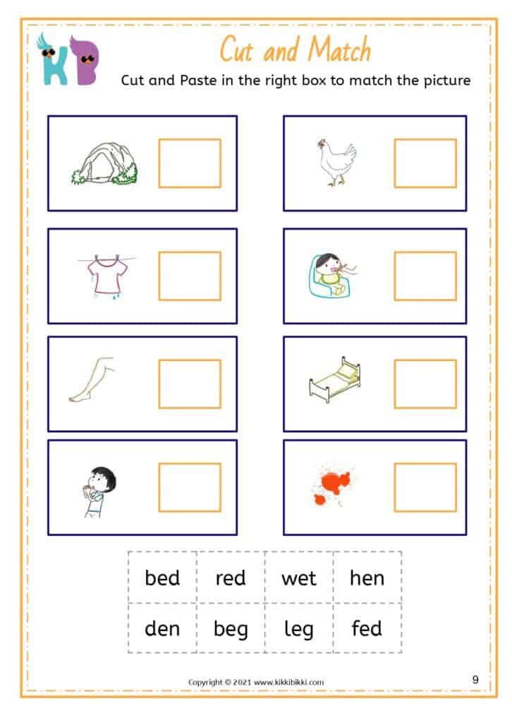 CVC Short E Spelling Fun Worksheets