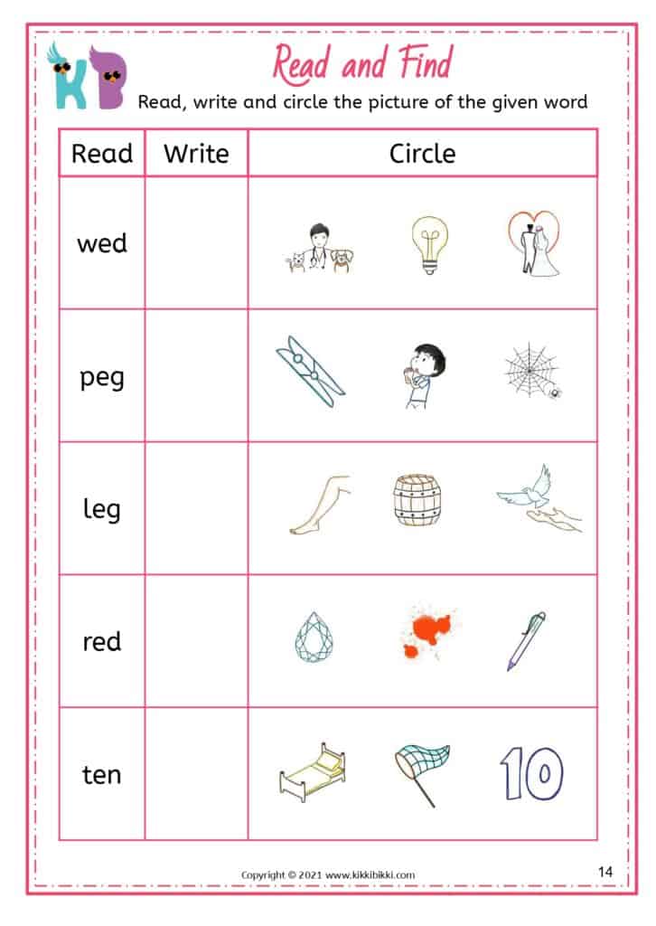 CVC Short E Spelling Challenge Worksheets