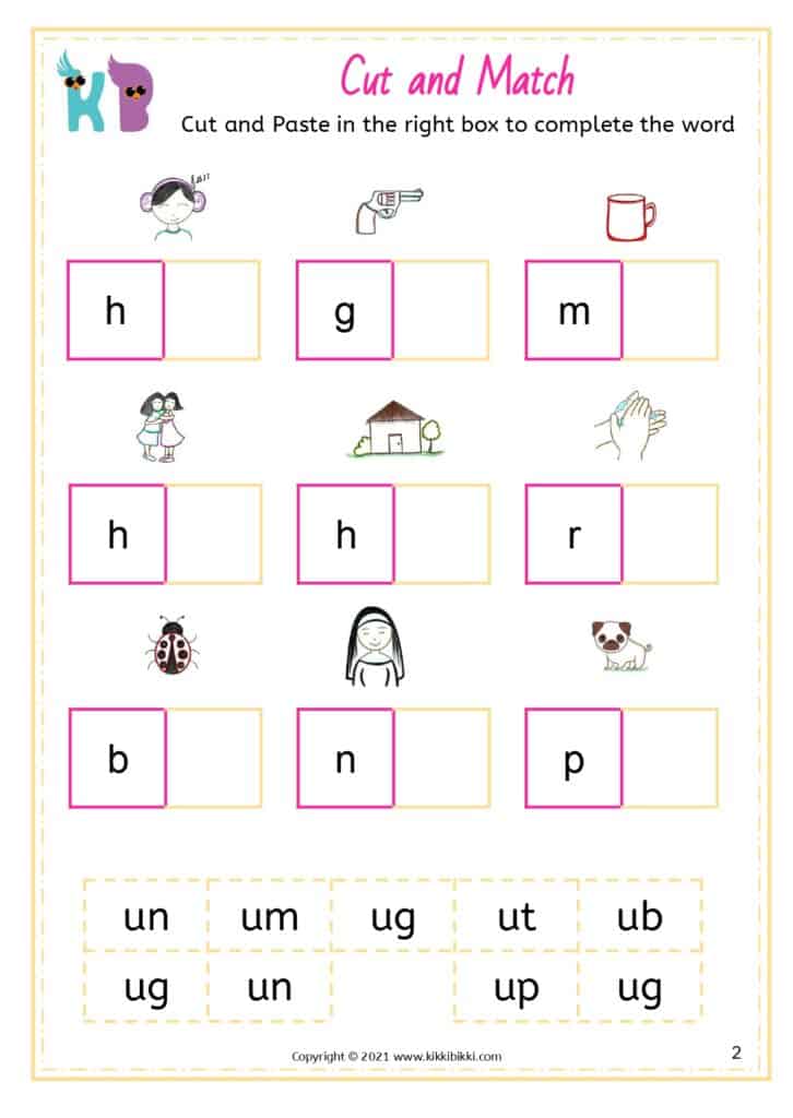 CVC Short u Jumbled Words Worksheets