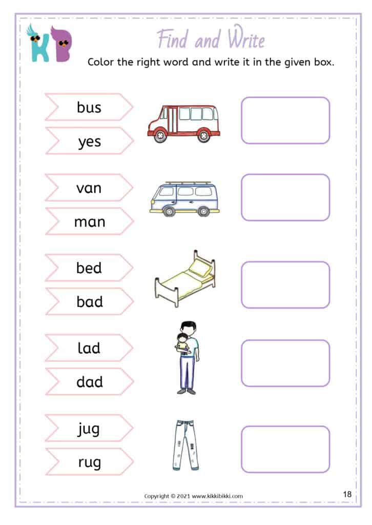 CVC Worksheets Free Printable