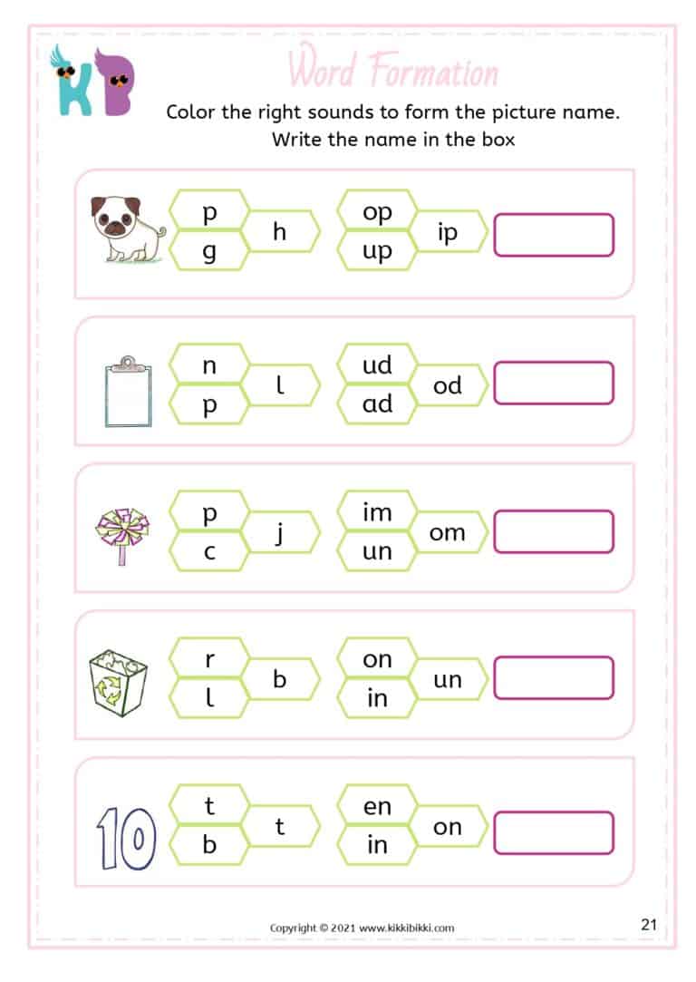 Printable CVC Worksheets for Kindergarten