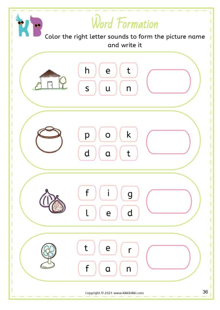 Free CVC Worksheets for Kindergarten