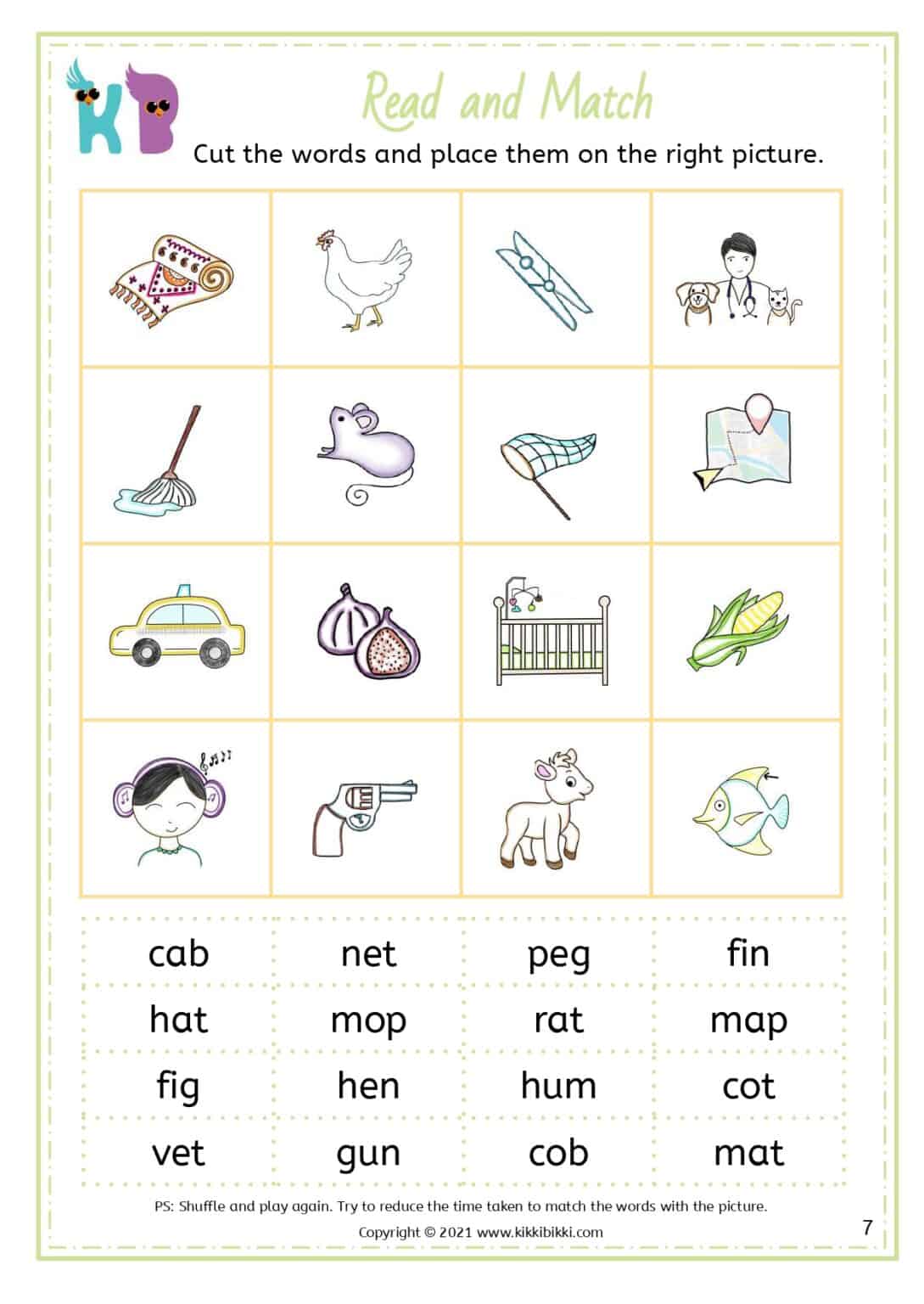 CVC Worksheets for Kindergarten - Free Printable - KikkiBikki