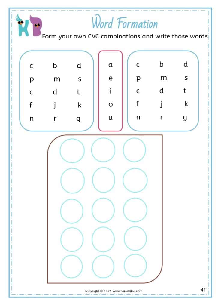 CVC Phonics Games Worksheets