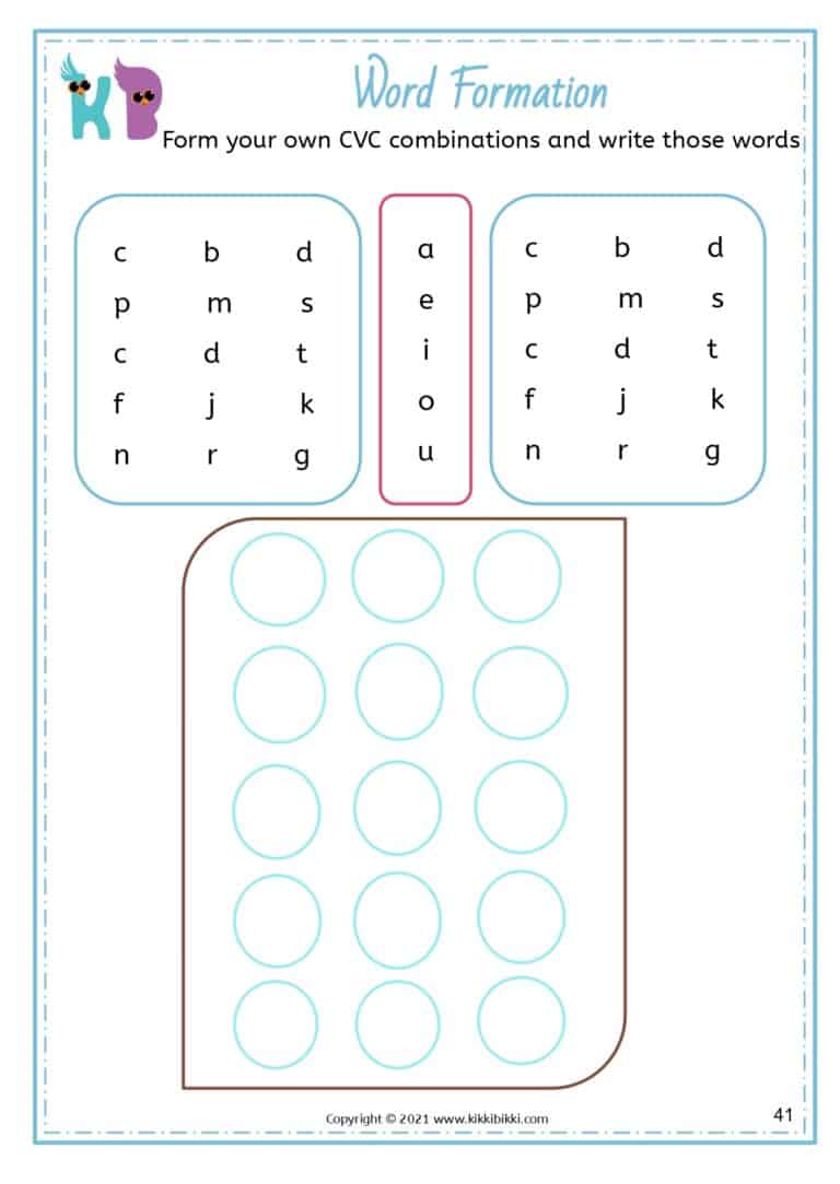 CVC Phonics Games Worksheets