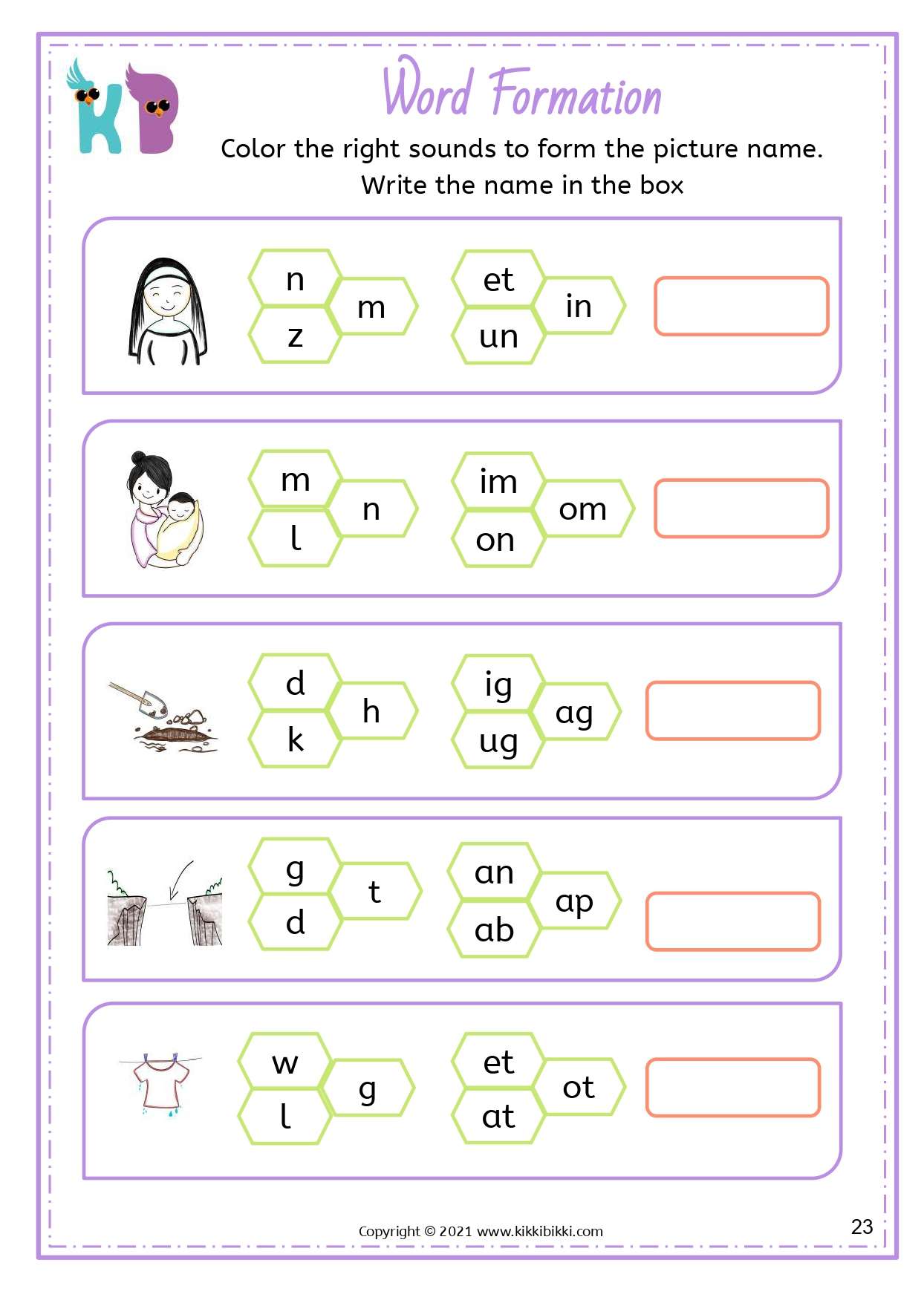 CVC Phonics Printables Worksheets