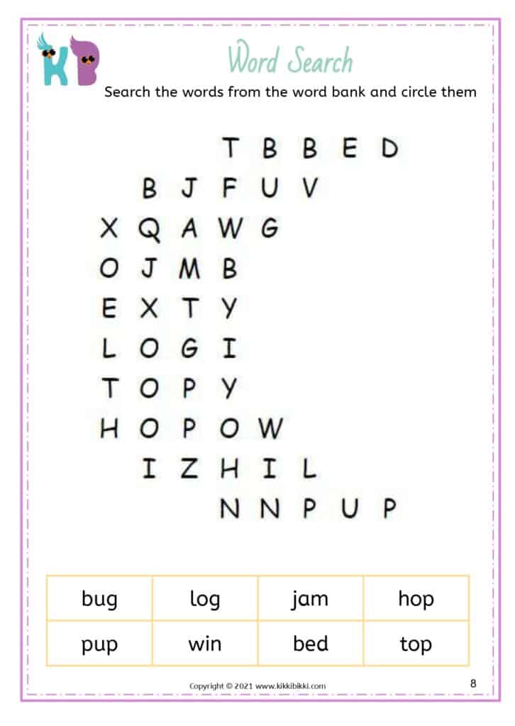 Printable Phonics Word Search