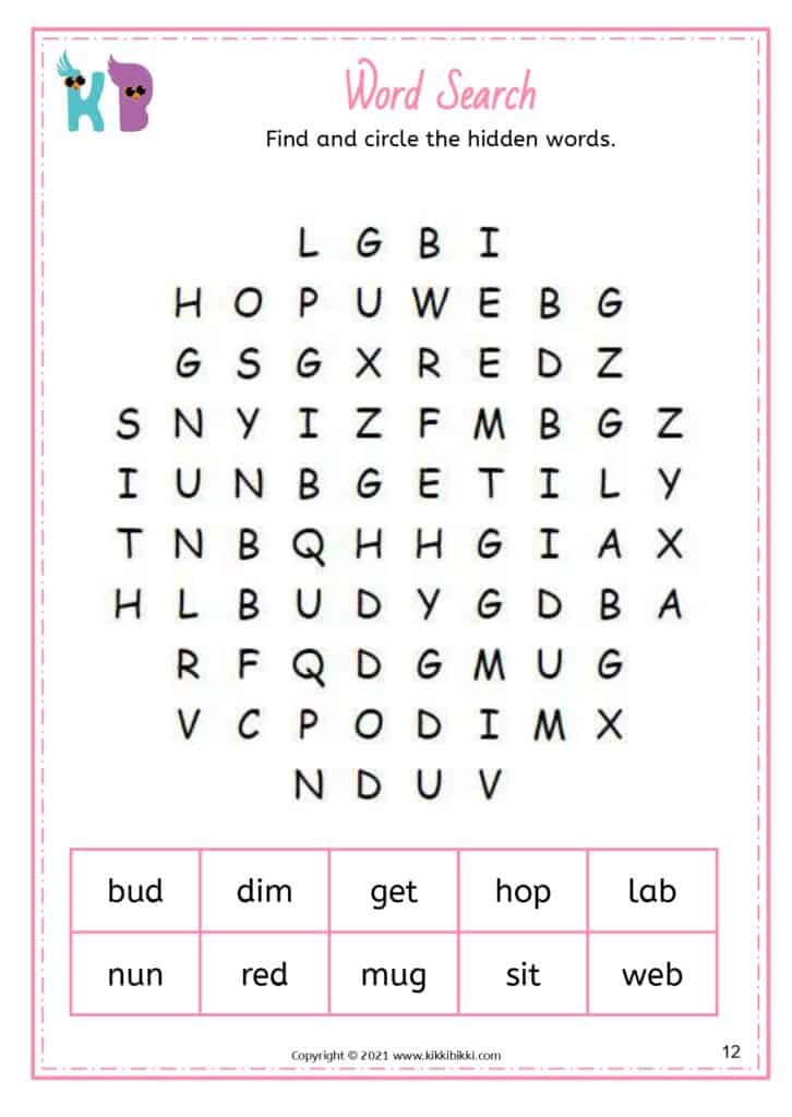 Interactive CVC Word Search