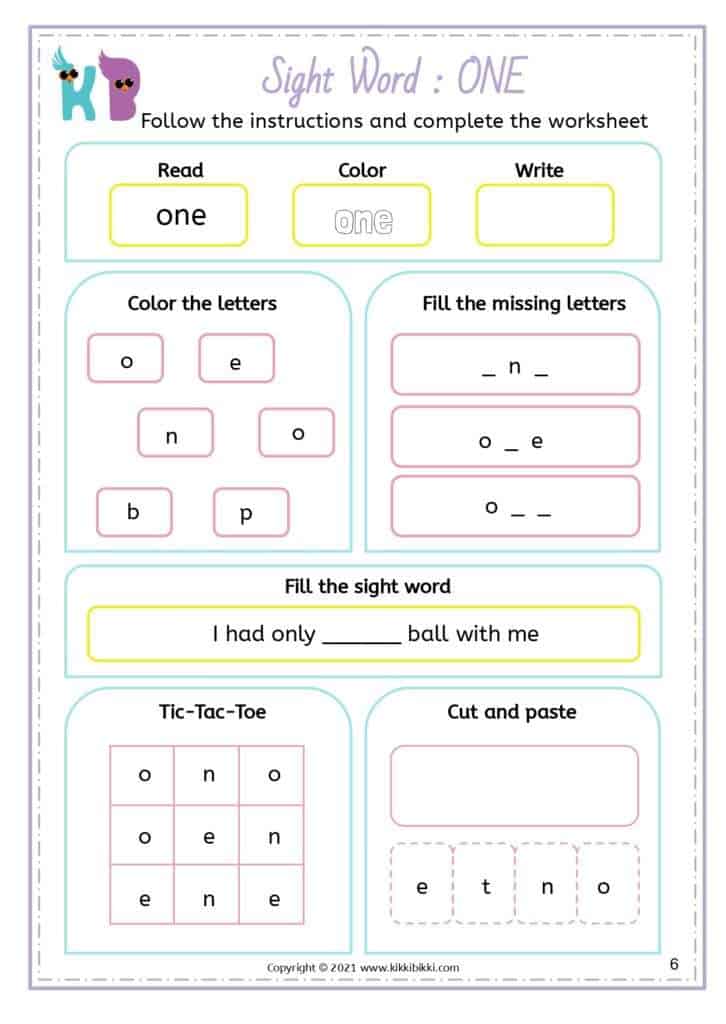 Kindergarten CVC Worksheet