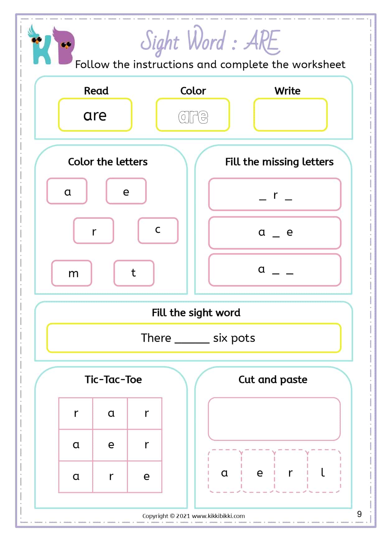 Learn to Spell Sight Words - Free Phonics Printable Worksheets