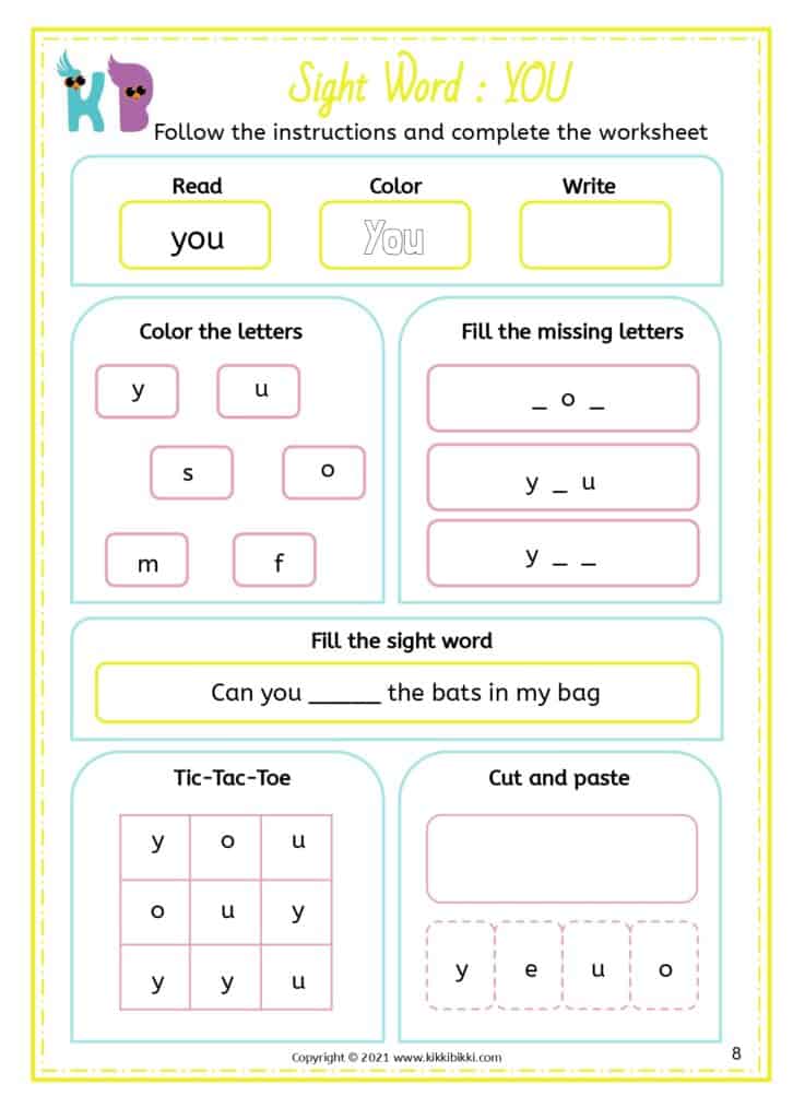 Free Kindergarten CVC Worksheets