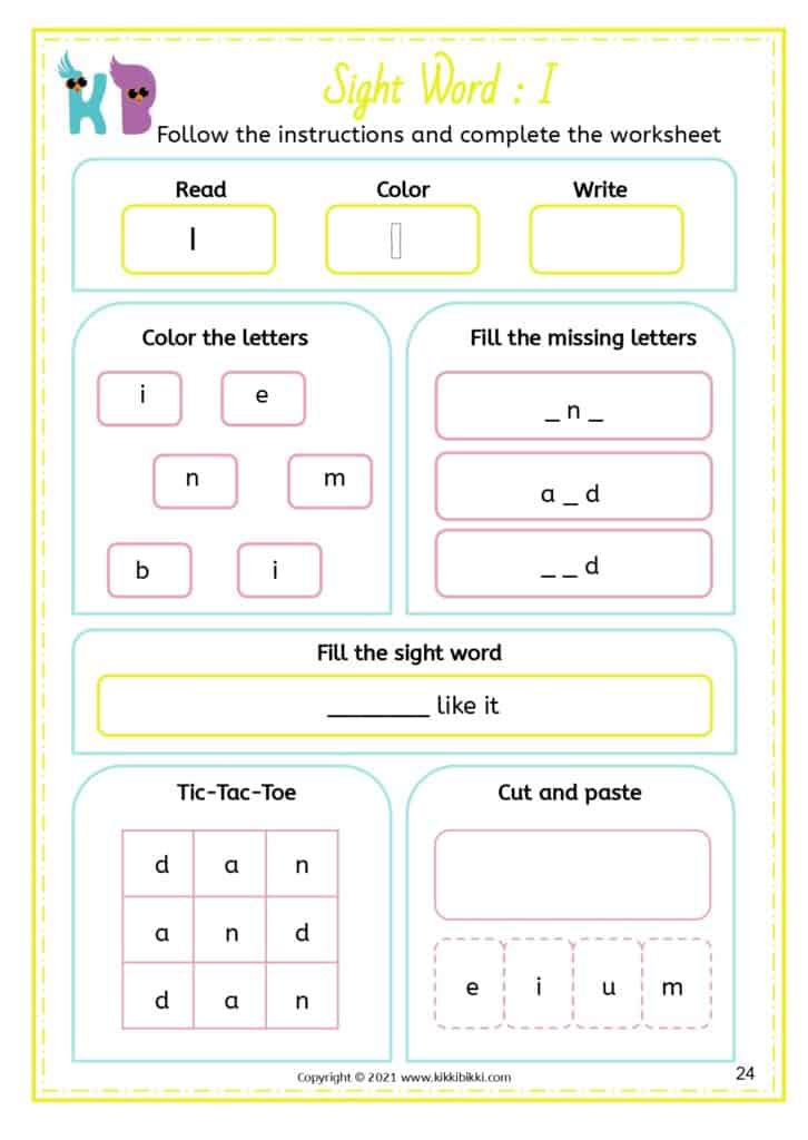 Sight Words Matching Game