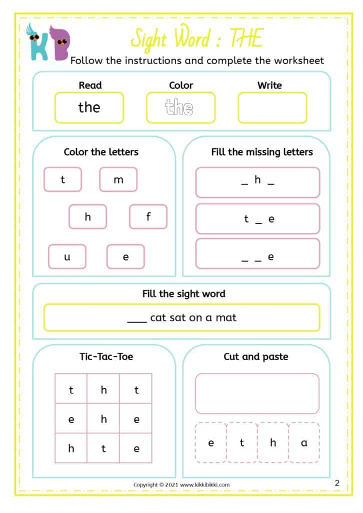 Beginner Sight Words Worksheets