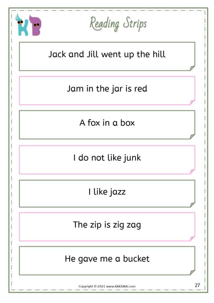 Kindergarten Reading CVC Sentences Worksheet