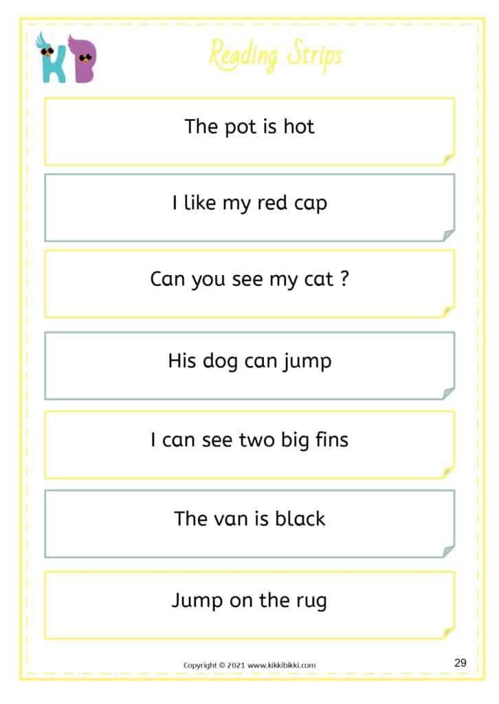 Read CVC Sentences in Context Worksheet