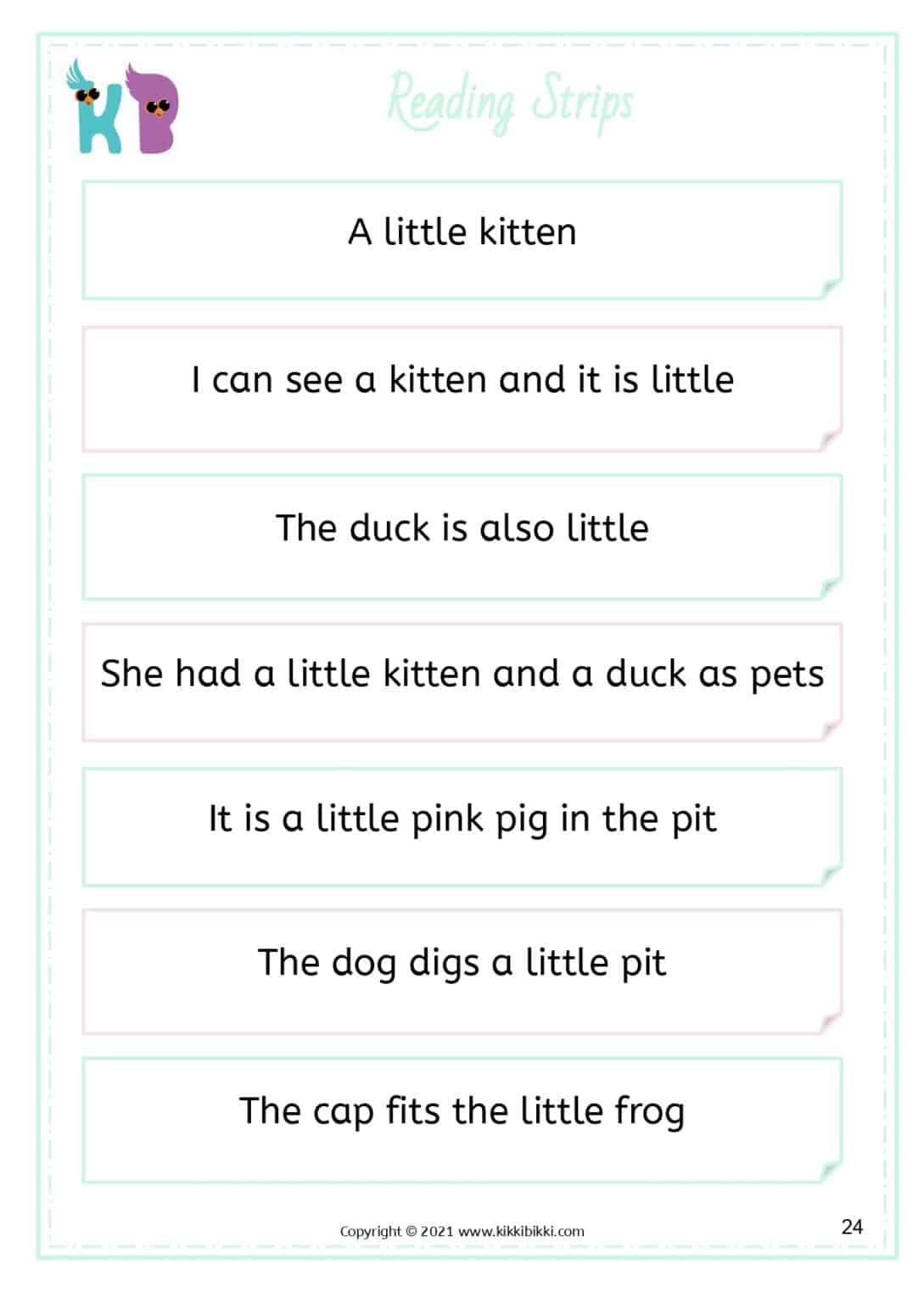 CVC Simple Sentences Worksheets - Free Phonics Printable