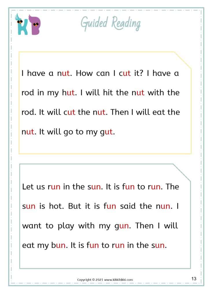 Kindergarten Reading Practice Worksheets