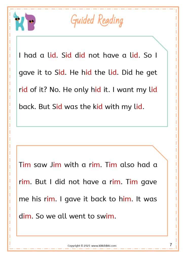 Kindergarten CVC Reading Passages